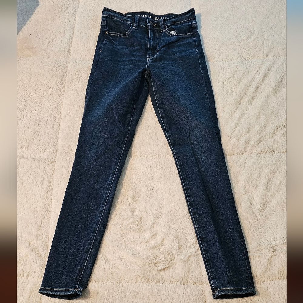 American Eagle Next Level stretch Blue Skinny, Super Hi-Rise Jegging Size 2